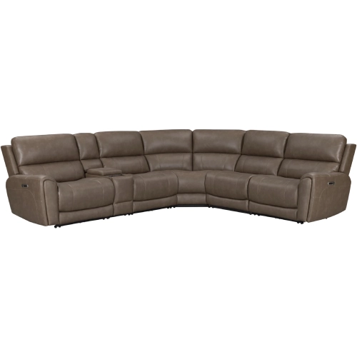 Hancock 6 Piece Zero Gravity Power Reclining Sectional Sofa in Bette Hazel Brown Leatherette