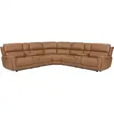 Hancock 7 Piece Zero Gravity Power Reclining Sectional Sofa in Apple Cider Brown Leatherette