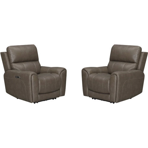Hancock Zero Gravity Power Recliner in Bette Hazel Brown Leatherette (Set of 2)