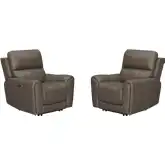 Hancock Zero Gravity Power Recliner in Bette Hazel Brown Leatherette (Set of 2)