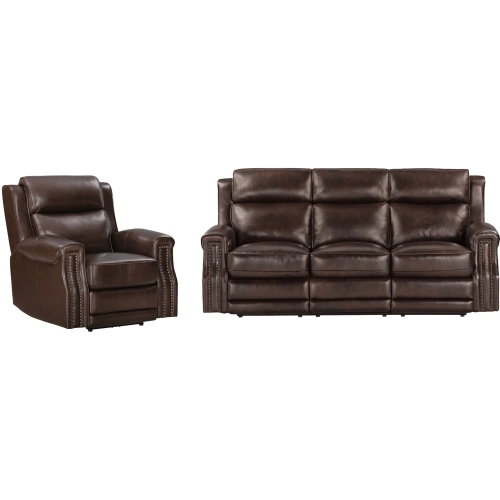 Hensley Power Reclining Sofa & Recliner in Smooth Espresso Dark Brown Top Grain Leather