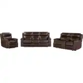 Hensley Power Reclining Sofa Set in Smooth Espresso Dark Brown Top Grain Leather