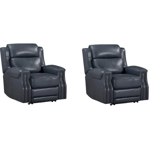 Hensley Power Recliner in Marina Dream Navy Blue Top Grain Leather (Set of 2)