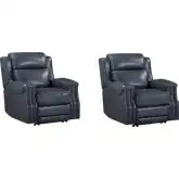 Hensley Power Recliner in Marina Dream Navy Blue Top Grain Leather (Set of 2)