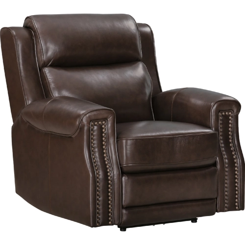 Hensley Power Recliner in Smooth Espresso Dark Brown Top Grain Leather