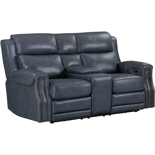 Hensley Power Loveseat in Marina Dream Navy Blue Top Grain Leather