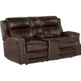 Hensley Power Loveseat in Smooth Espresso Dark Brown Top Grain Leather