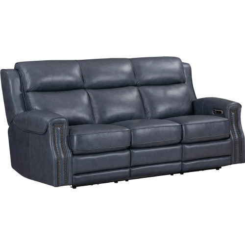 Hensley Power Sofa in Marina Dream Navy Blue Top Grain Leather