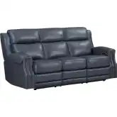 Hensley Power Sofa in Marina Dream Navy Blue Top Grain Leather