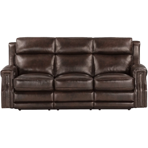 Hensley Power Sofa in Smooth Espresso Dark Brown Top Grain Leather