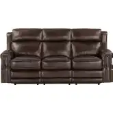 Hensley Power Sofa in Smooth Espresso Dark Brown Top Grain Leather