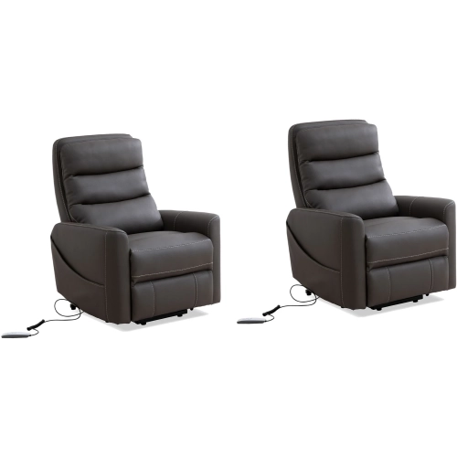Hercules Power Lift Recliner in Haze Grey Leatherette (Set of 2)