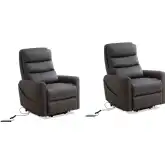 Hercules Power Lift Recliner in Haze Grey Leatherette (Set of 2)