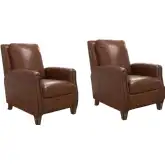 Hunter Power High Leg Cordless Recliner in Chestnut Brown Top Grain Leather (Set of 2)