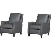 Hunter Power High Leg Cordless Recliner in Echo Grey Top Grain Leather (Set of 2)
