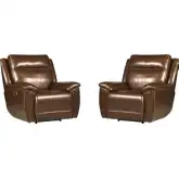 Jameson Power Zero Gravity Recliner in Hickory Dark Brown Leather (Set of 2)