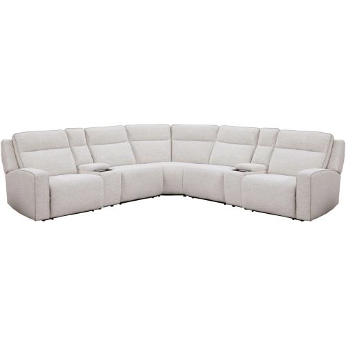 Lancaster 7 Piece Zero Gravity Power Reclining Sectional Sofa in Fluffy River Rock Cream Fabric
