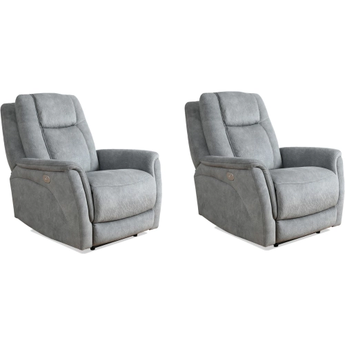 Linus Power Zero Gravity Recliner in Hudson Grey Fabric (Set of 2)