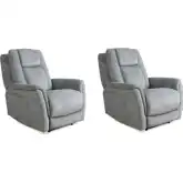 Linus Power Zero Gravity Recliner in Hudson Grey Fabric (Set of 2)