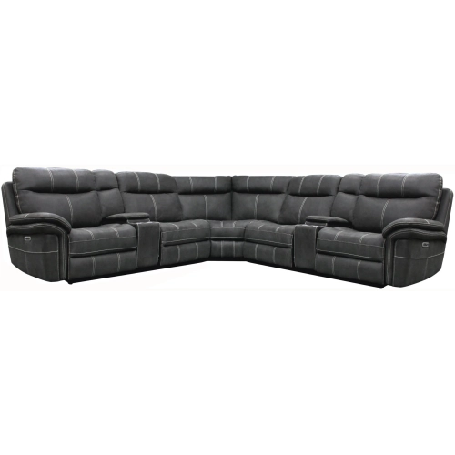 Mason 7 Piece Modular Power Reclining Sectional Sofa in Charcoal Grey Fabric