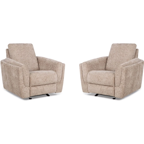Morehead Power Glider Recliner in Biscotti Light Brown Fabric (Set of 2)