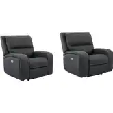 Polaris Power Recliner in Slate Grey Fabric (Set of 2)