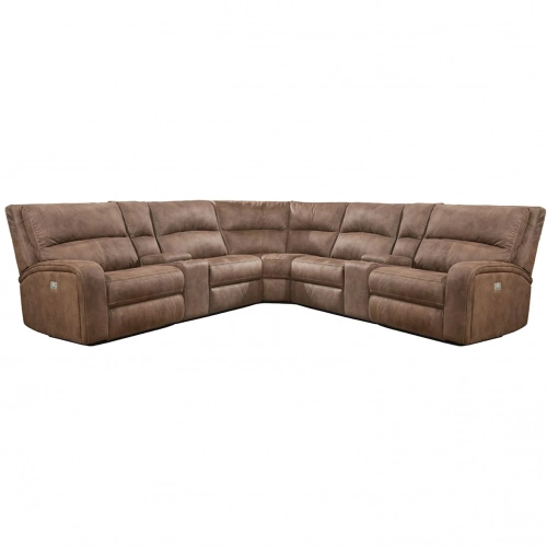 Polaris 7 Piece Modular Power Reclining Sectional Sofa in Kahlua Brown Fabric