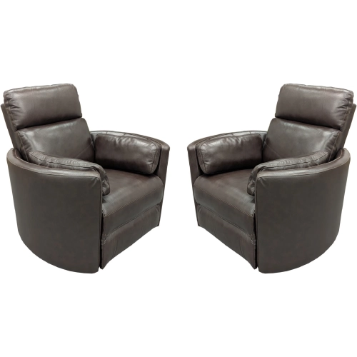 Radius Manual Swivel Glider Recliner in Hickory Brown Top Grain Leather (Set of 2)