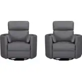 Radius Manual Swivel Glider Recliner in Nickel Grey Top Grain Leather (Set of 2)