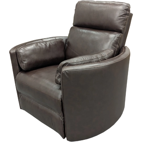 Radius Manual Swivel Glider Recliner in Hickory Brown Top Grain Leather