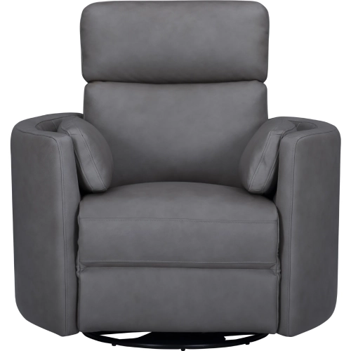 Radius Manual Swivel Glider Recliner in Nickel Grey Top Grain Leather