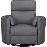 Radius Manual Swivel Glider Recliner in Nickel Grey Top Grain Leather