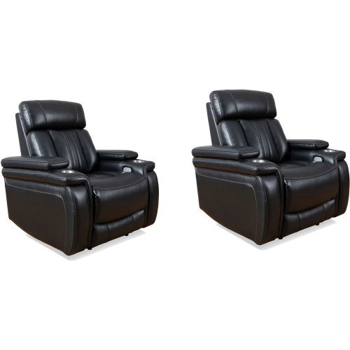 Royce Power Recliner in Midnight Black Leatherette (Set of 2)