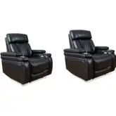 Royce Power Recliner in Midnight Black Leatherette (Set of 2)
