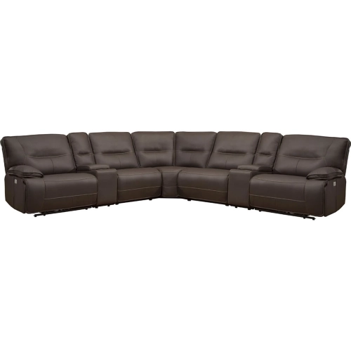 Spartacus 7 Piece Modular Power Reclining Sectional Sofa in Chocolate Brown Fabric