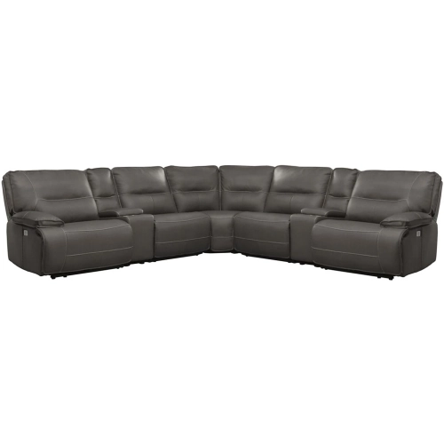 Spartacus 7 Piece Modular Power Reclining Sectional Sofa in Haze Grey Fabric