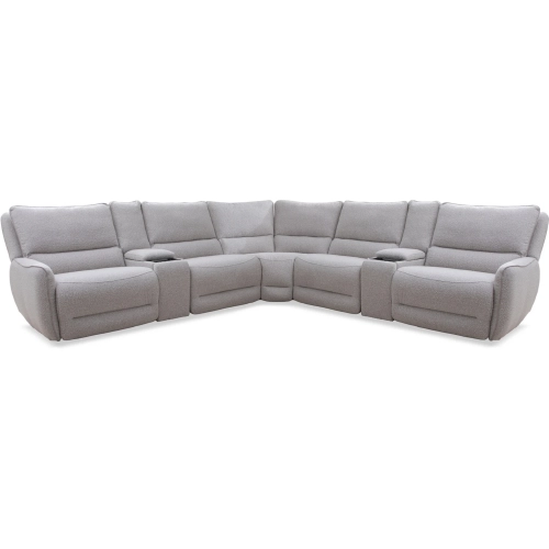 Stellar 7 Piece Modular Power Reclining Sectional Sofa in Cotton Beige Fabric