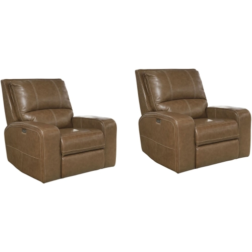 Swift Power Recliner in Bourbon Brown Top Grain Leather (Set of 2)