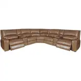 Swift 7 Piece Modular Power Reclining Sectional Sofa in in Brown Top Grain Leather