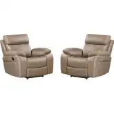 Theon Manual Glider Recliner in Stokes Toffee Brown Leatherette (Set of 2)