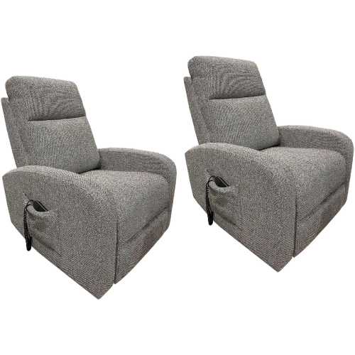 Thriller Power Lift Recliner in Grey Fabric (Set of 2)