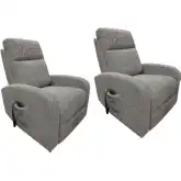 Thriller Power Lift Recliner in Grey Fabric (Set of 2)