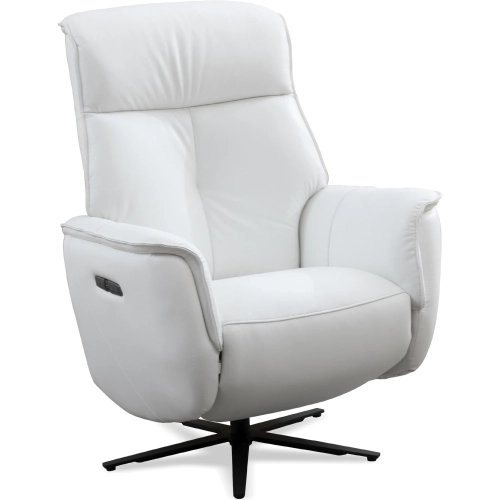 Tripp Power Swivel Recliner in Cortana White Top Grain Leather
