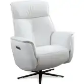 Tripp Power Swivel Recliner in Cortana White Top Grain Leather