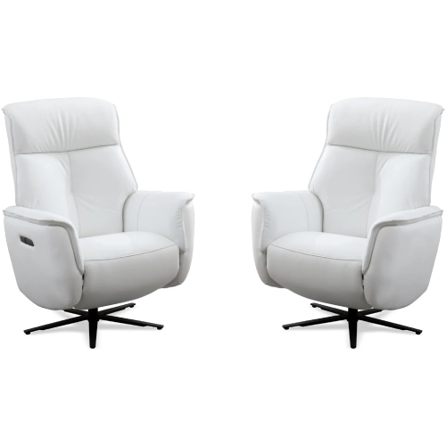 Tripp Power Swivel Recliner in Cortana White Top Grain Leather (Set of 2)