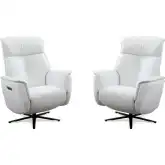 Tripp Power Swivel Recliner in Cortana White Top Grain Leather (Set of 2)