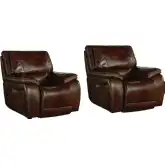Vail Power Recliner with USB & Power Headrest in Sienna Brown Leather (Set of 2)