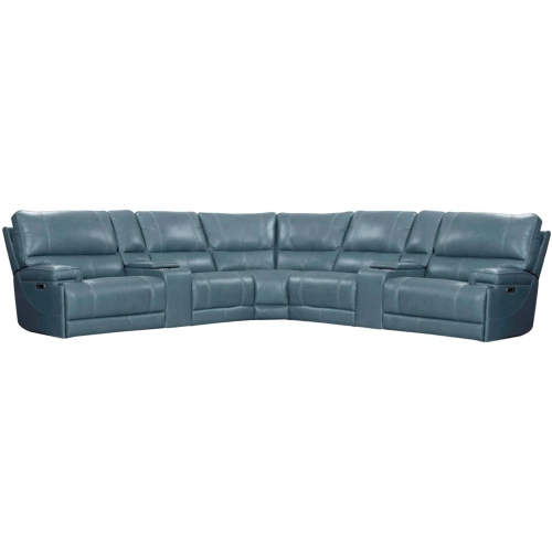 Whitman 7 Piece FreeMotion Power Cordless Reclining Sectional Sofa in Azure Leather