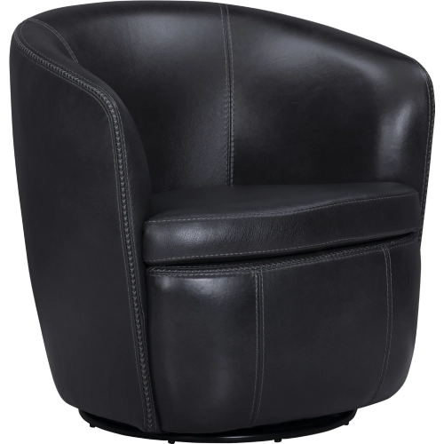 Barolo Swivel Accent Club Chair in Vintage Onyx Italian Leather
