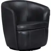 Barolo Swivel Accent Club Chair in Vintage Onyx Italian Leather